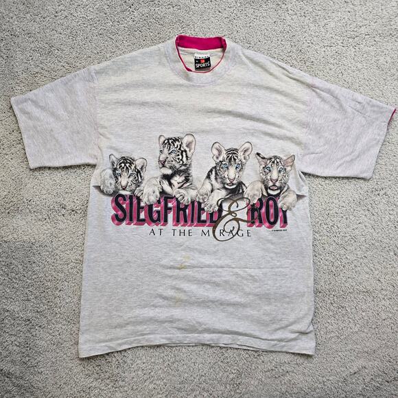 Siegfried and Roy Vintage VTG Grey Double Layered T Shirt Signal Sports XL Y2K - Picture 2 of 10